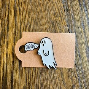 Ghost Enamel Pin with Speech Bubble